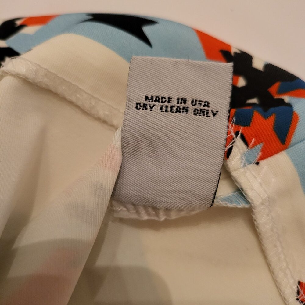 Tanya Taylor White Blue Orange Artsy Abstract Pinwheel Bundy Pencil Skirt Sz 6 - Picture 5 of 7